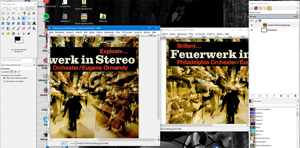 Zwei geöffnete Dateien in Gimp