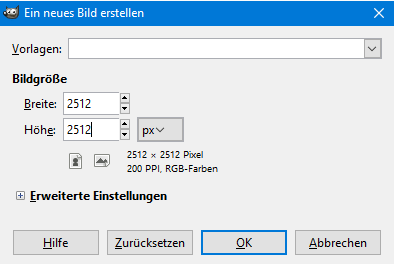 Neues Bild erstellen Gimp