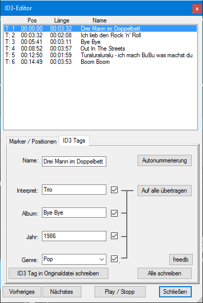 ID3 Daten manuell einpflegen