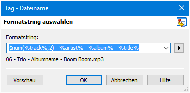 MP3Tag Formatstring